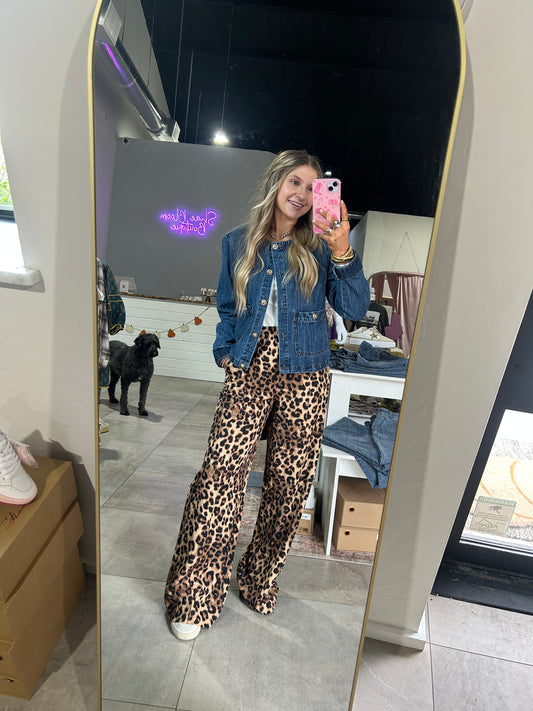 Leopard Print Pants With Ties On Side