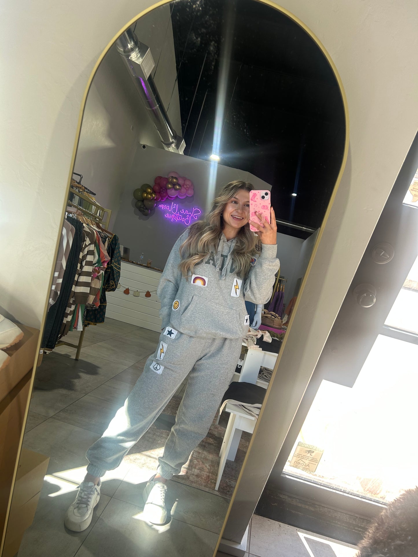 Vintage Havana Grey Hoodie With Patches