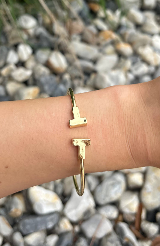 Gold T Bracelet Cuff