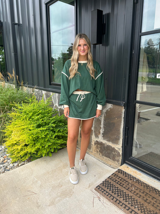 Hunter Green Skort and Sweatshirt Set