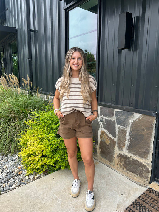 Brown High Waisted Shorts