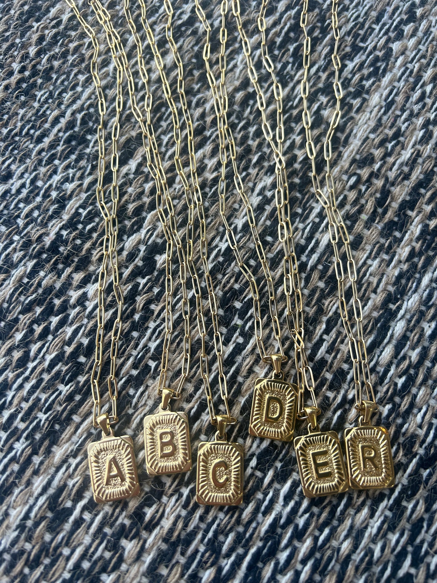 Gold Initial Plate Necklace