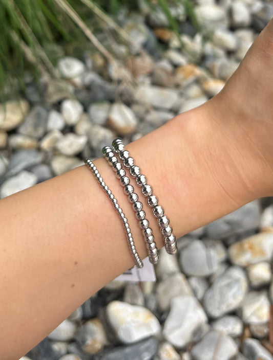 Silver Beaded Stretch Bracelets