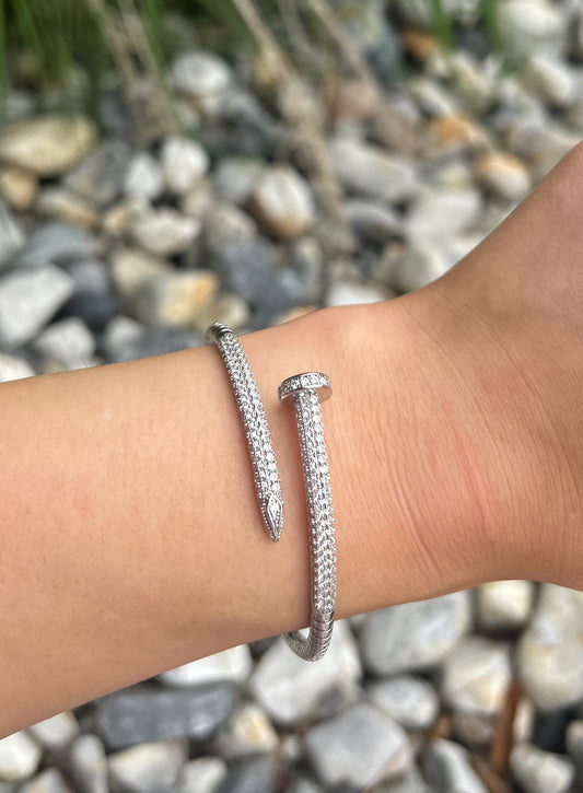 Silver Nail Bracelet With Stones