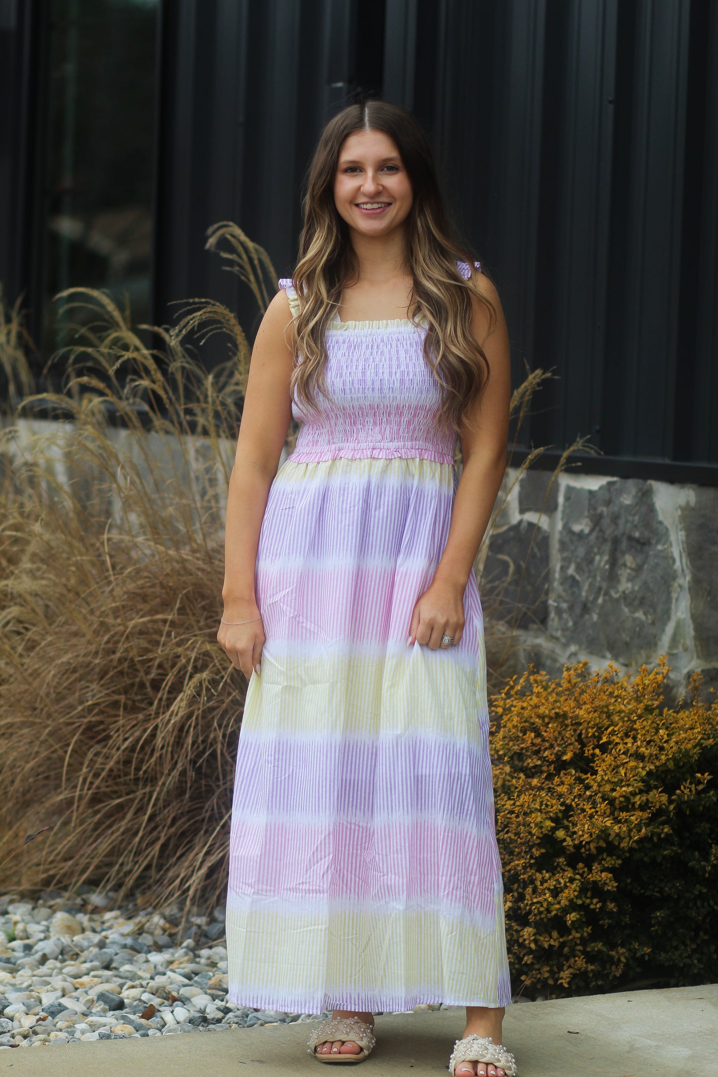 Pastel Striped Midi Dress