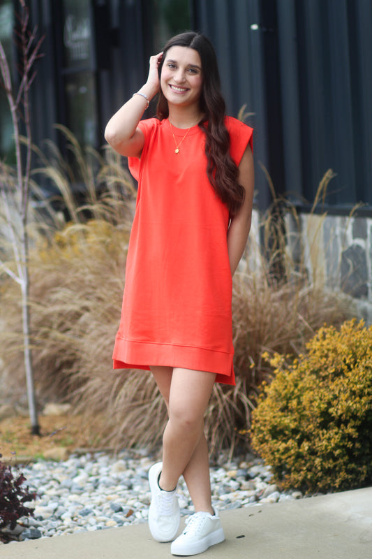 Sunset Red T-Shirt Short Dress