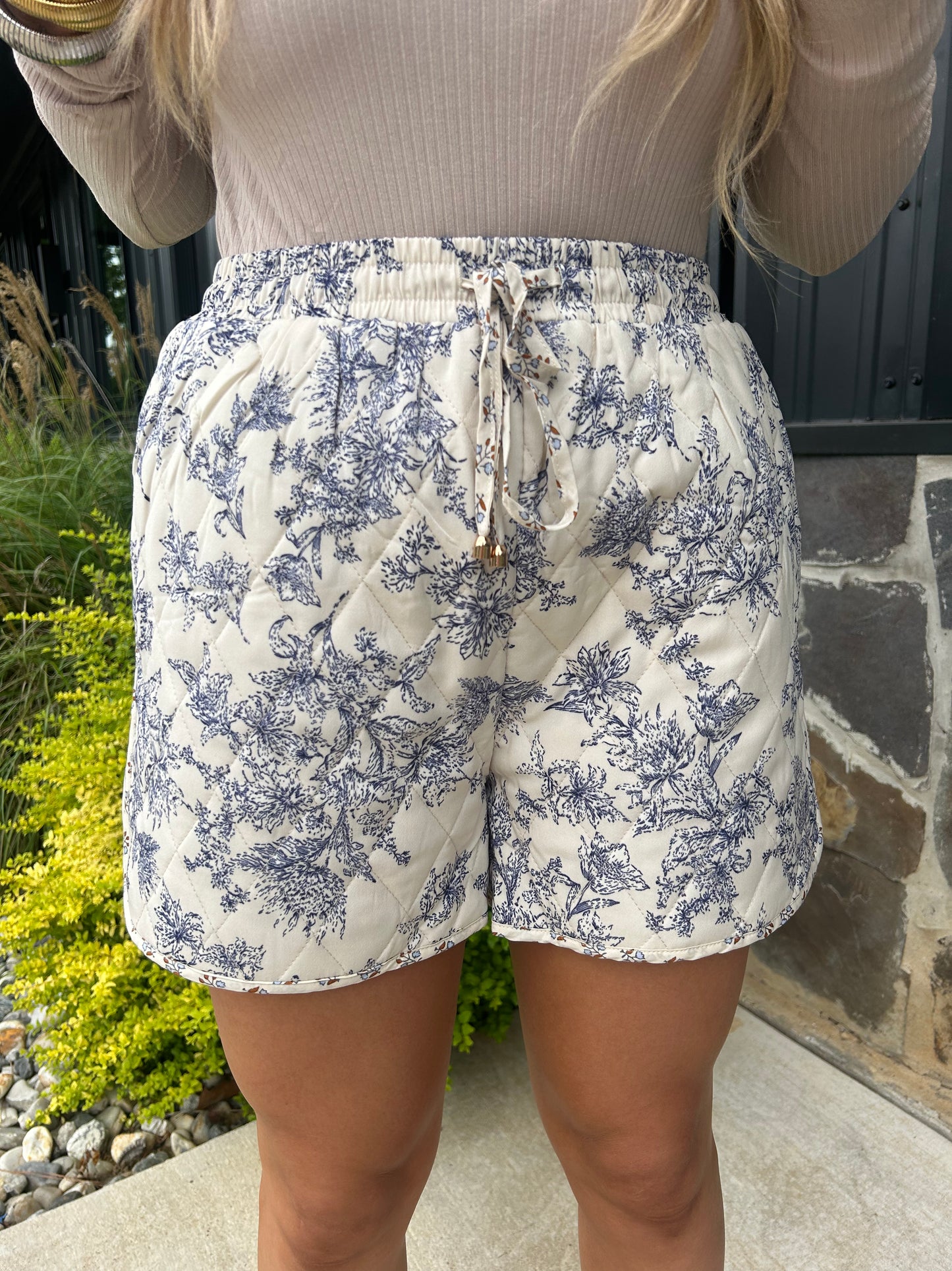 Quilted Twal Print Shorts