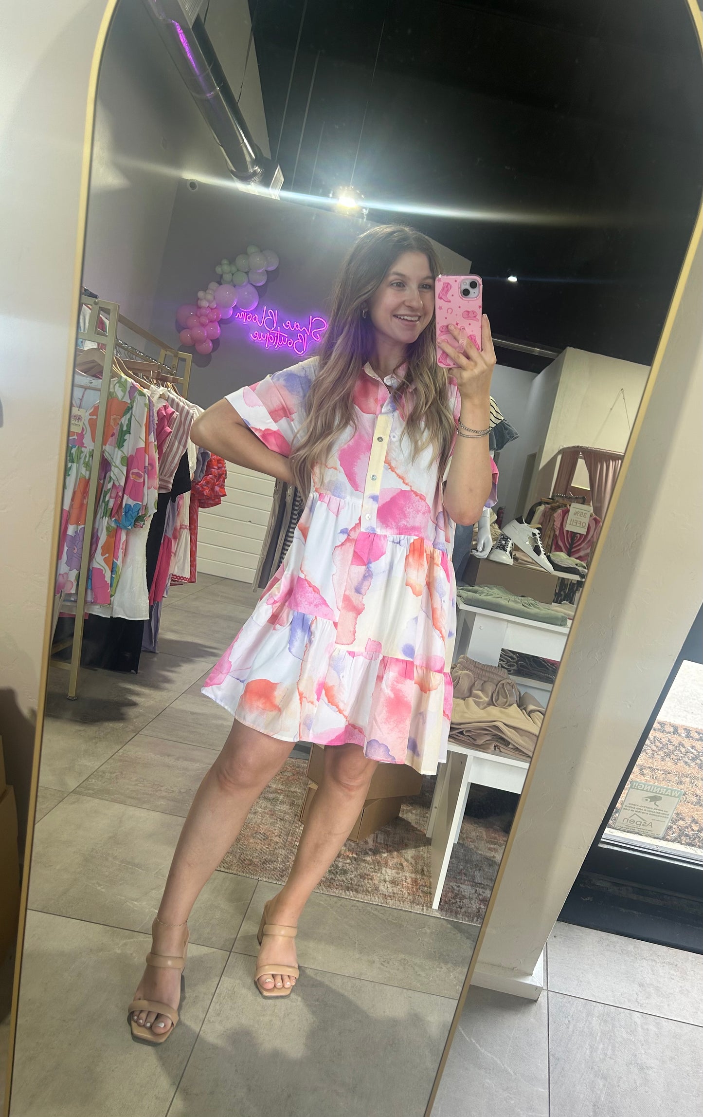 Watercolor Pastel Short Dress