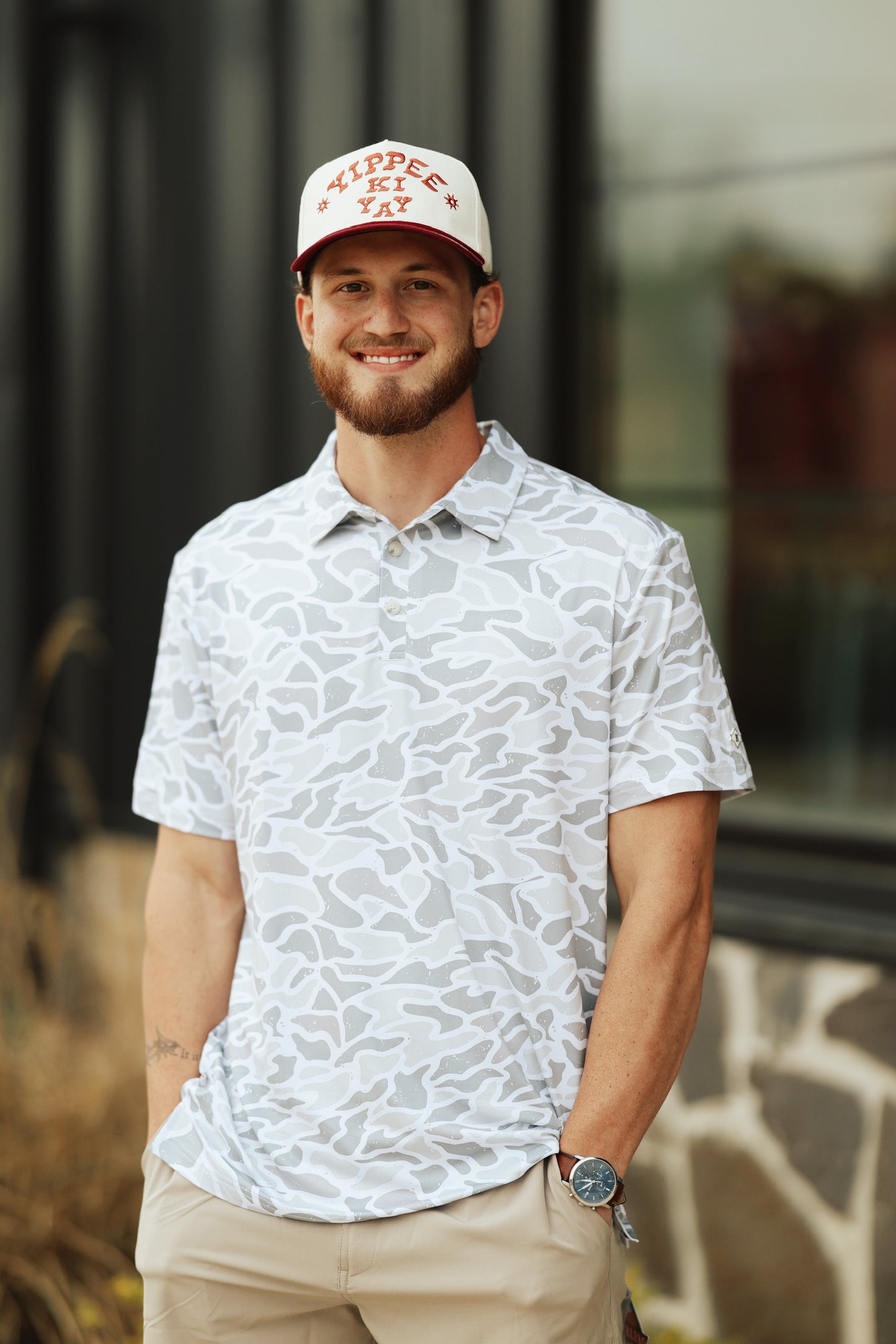 White Camo Burlebo Performance Polo