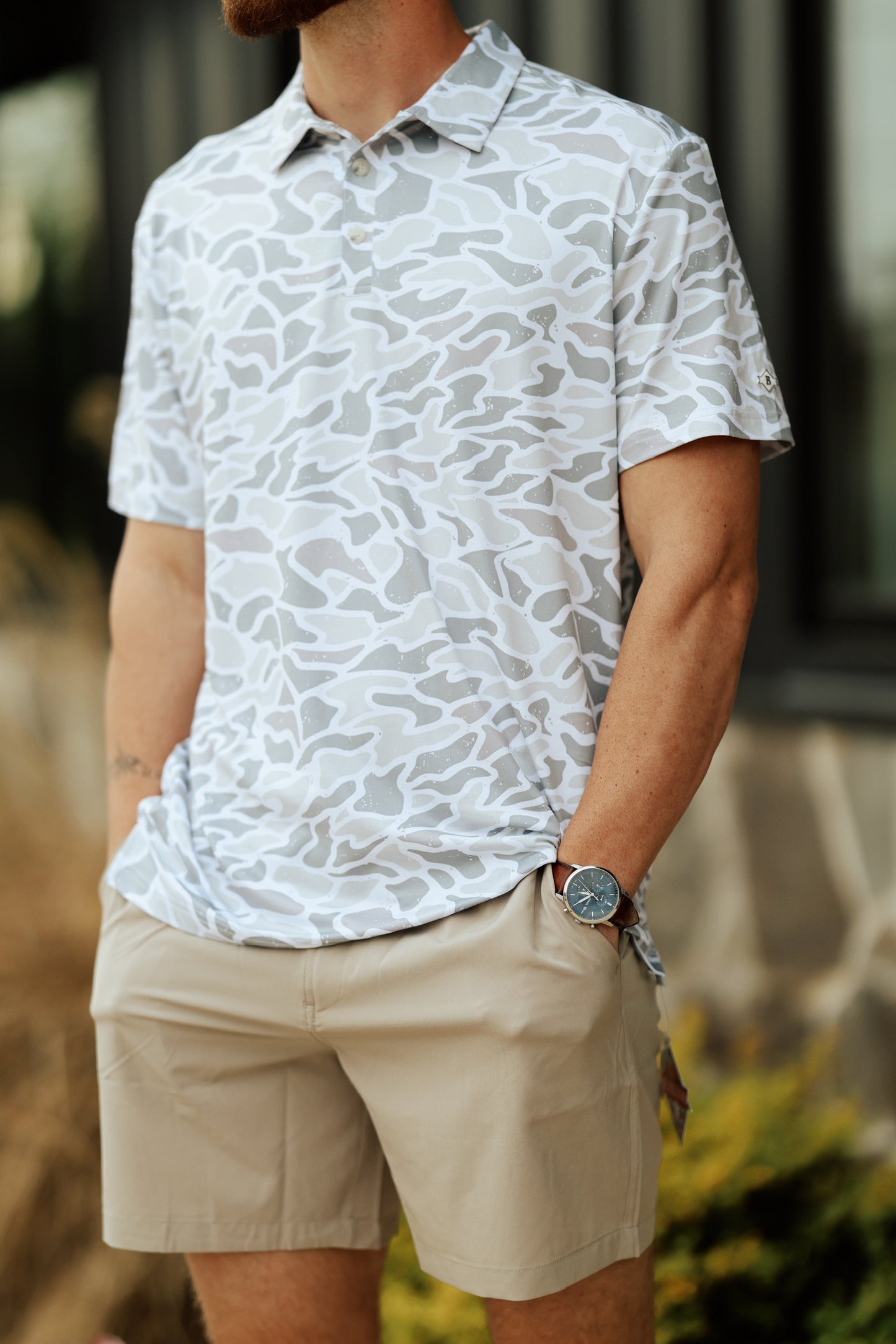 White Camo Burlebo Performance Polo