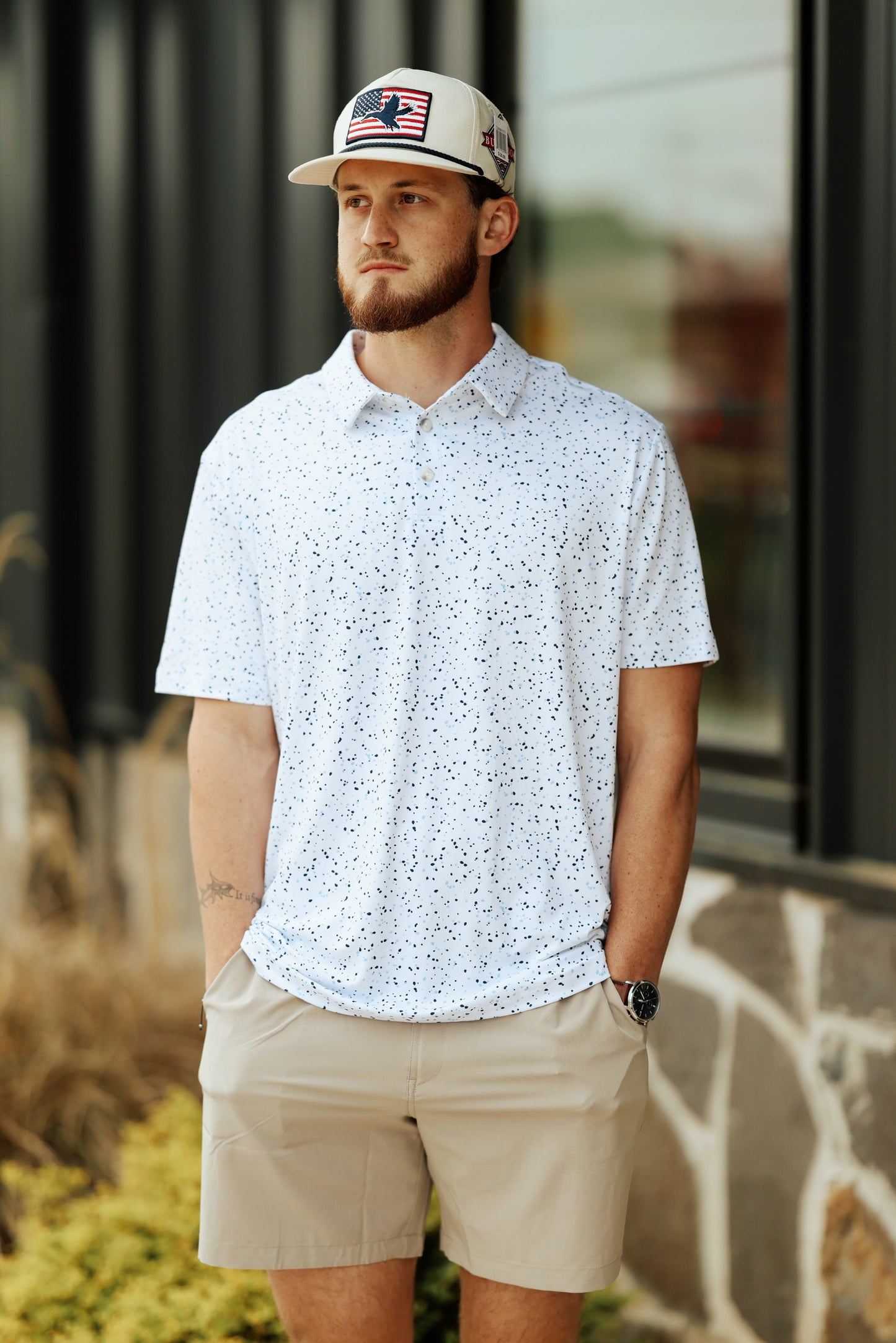 Burlebo White Speckled Performance Polo